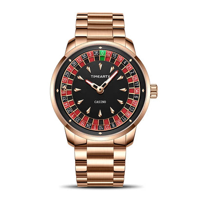 TIMEARTX Men's Watch New European Roulette Design Poker Game Fashion Quartz Movement Stainless Steel Wristwatch father day gifts