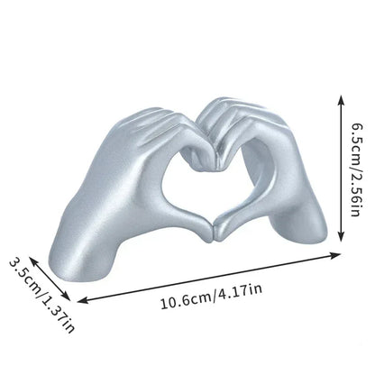 Gold Decoration, Heart Hand Statue Living Room Bedroom Decoration, Love Finger Modern Hand Gesture Sculpture Home Shelf Desktop - Urbizia