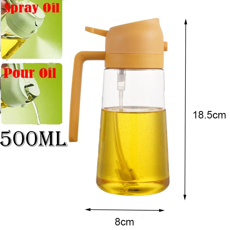 2-in-1 Oil Sprayer Bottle 500ml Cooking Spray Tool