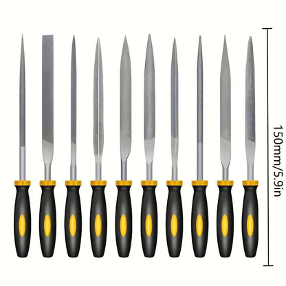 High-Carbon Steel Precise Needle File Set - Premium Kit with Non-Slip Ergonomic Handles, for Wood/Plastic/Model Filing