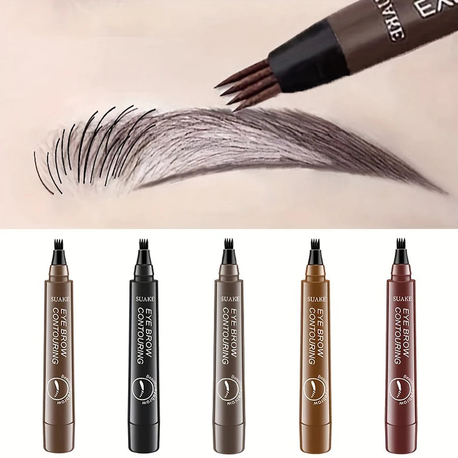 Waterproof Microblading Eyebrow Pen – 4 Split Head, 5 Colors
