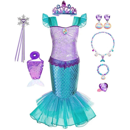 Mermaid Birthday Party Dress – Summer Girl Mermaid Costume for Kids 2-10 Yrs, Anime Cosplay & Fantasy Gown