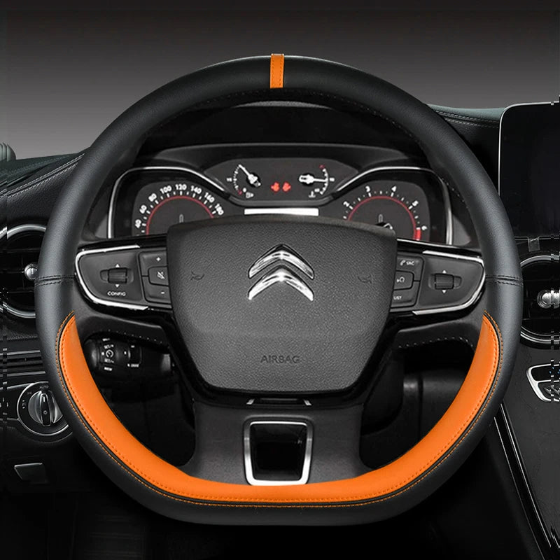D Type Steering Wheel Cover For Citroen C3 II III 2009 - 2019 2020 C3 AIRCROSS 2017 2018 2019 2020 2021 Berlingo 3 C4 Picasso 2