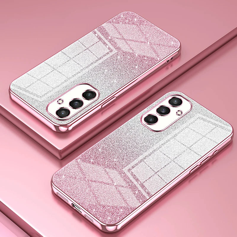 FLYKYLIN Luxury Gradient Glitter Bling Plating Case For Samsung Galaxy S24 S23 S21 Fe S22 Plus Ultra 5G Soft Silicone Back Cover