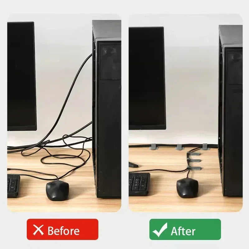 Reusable Cable Ties Fastening Wire Organizer Cord Rope Holder Self Adhesive Adjustable Cord Organizer Straps Desk Management - Urbizia
