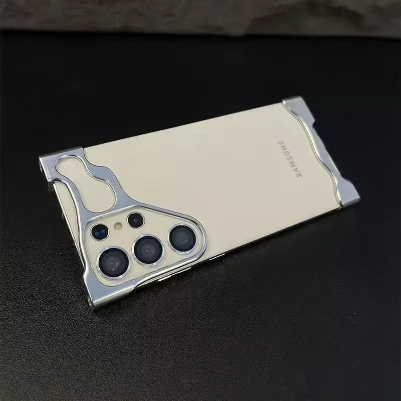 Aluminum Alloy Bumper Phone Shell For Samsung Galaxy S23 S24 S25 S26 Ultra Plus With Lens Film Metal Corner Pad Shockproof Cover