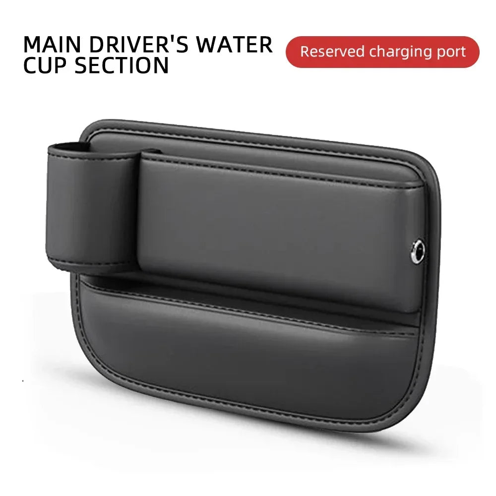 Universal Car Seat Gap Organizer Storage Box Multifunction Leather Crevice Side Storage Pocket Wallet Keys Card with Cup Holder - Urbizia