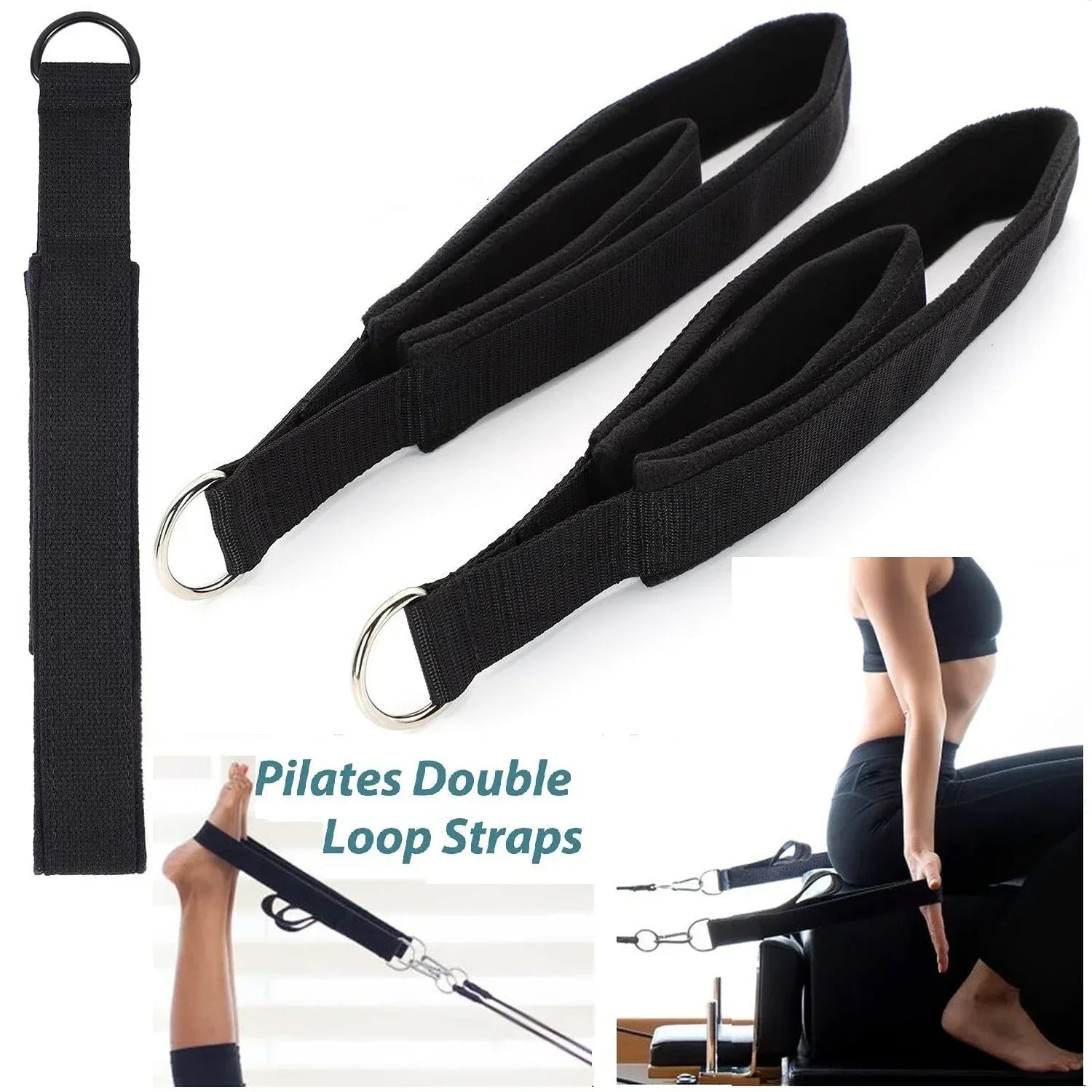 Double Ring Elastic Yoga Pilates Bed Exercise Accessory Ankle Buckle Pilates Stretch Strap Resistance Band elastic cord - Urbizia