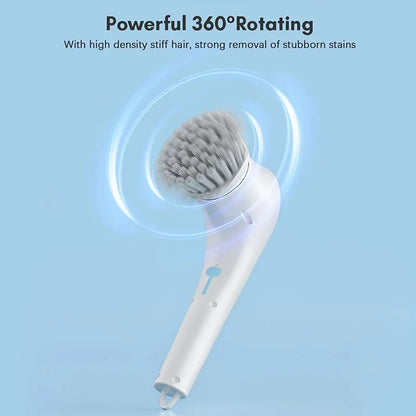 Automatic Cleaning Brush – Sponge Material, Powerful Stain Removal, Multiple Brush Heads, Handle