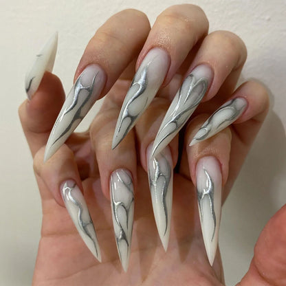 24Pcs Halloween Spider Print False Nails – Gothic Short Round Press-on Nail Tips for Women