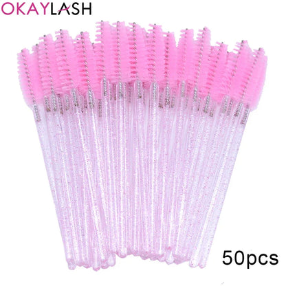 100pcs Disposable Eyelash Brushes – Spoolies & Mascara Wands
