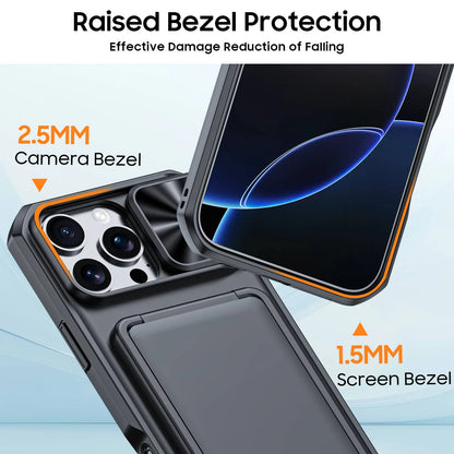 WEFOR for iPhone 18 17 16 15 Pro Max Wallet Card Holder 3-4 Cards Kickstand Slide Camera Cover Wrist Strap Rugged Shockproof