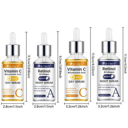 SUYARUN Day Vitamin C Night Retinol Serum - Brightening & Anti-Aging | 2-in-1 Formula for Skin Repair | All Skin Types.
