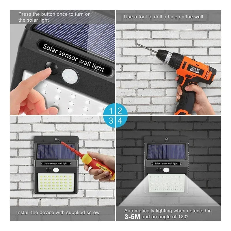 6/30 LED Solar Light PIR Motion Sensor Wall Light Outdoor Solar Lamp Waterproof Solar Powered Sunlight Street Lamp Garden Decor - Urbizia