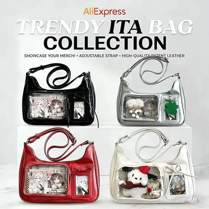 Y2k Harajuku Shoulder Bag Women Korean Transparent Ita Bag School Crossbody Bag Female Japanese Designer Preppy Handbag Purse
