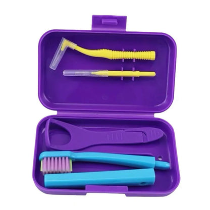 Dental Cleaning Care Kits Orthodontic Oral Care Brush Tongue Scraper Interdental Brush Travel Set Portable Clean Hygiene Case