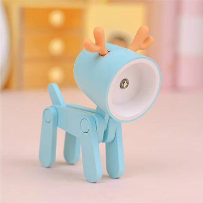 LED Night Light Mini Folding Desk Lamp Cute Pet Lights Dog Deer Portable Night Light Student Living Room Decor Gift - Urbizia