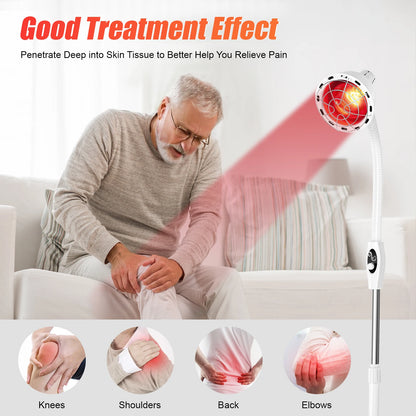 275W Adjustable Infrared Heat Lamp for Muscle&Joint Pain Relief, 360° Rotatable Infrared Baking Light, 0-115℃ Temp Control