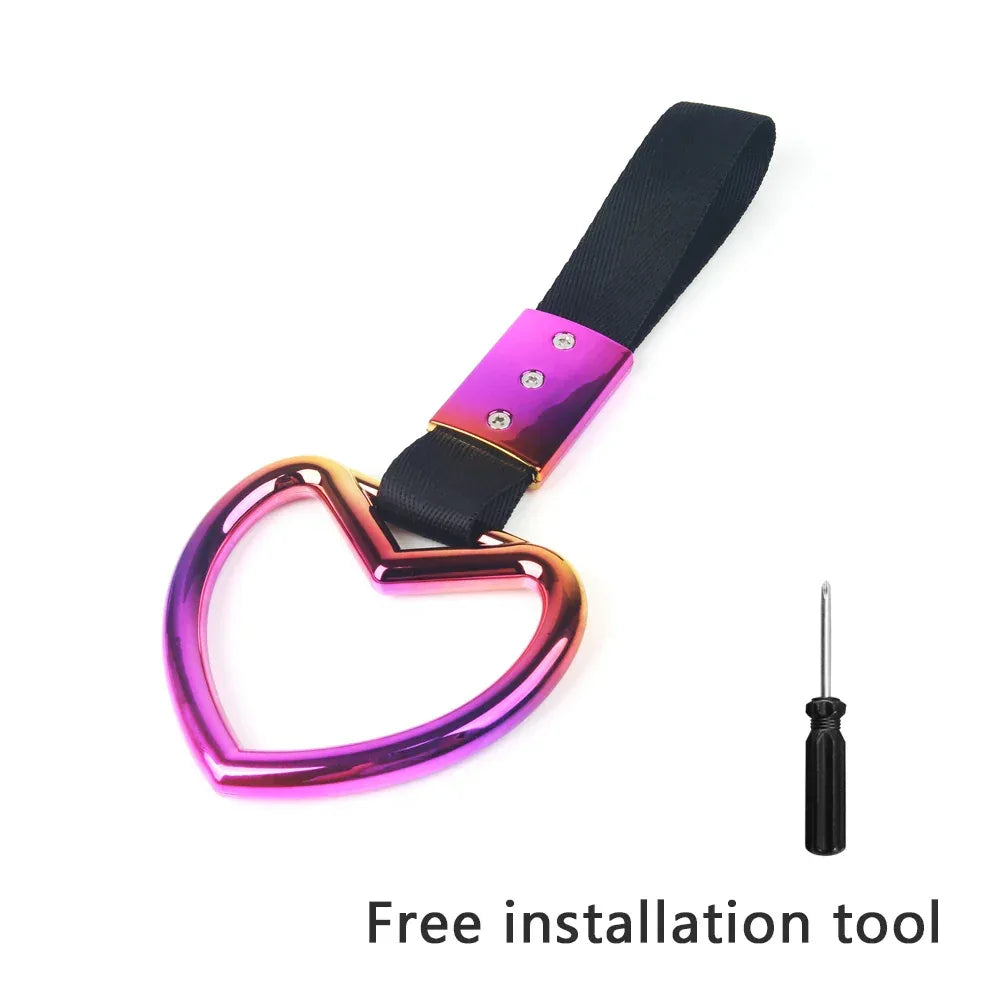 Colorful Car Tow Strap Tsurikawa Ring Heart JDM Train Bus Handle Hand Strap Styling Drift Charm Strap Auto Accessories