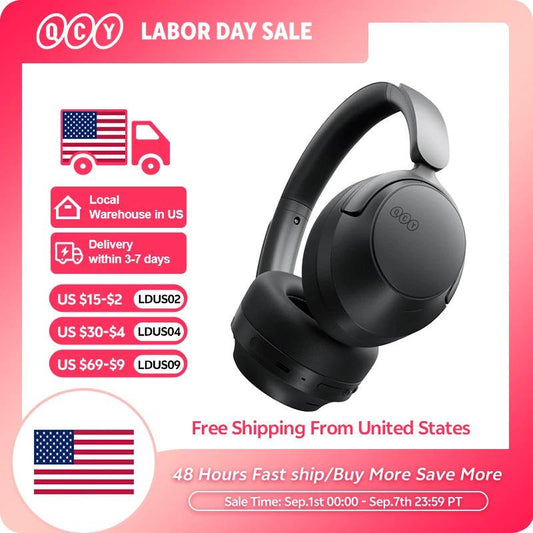 QCY H3S Over Ear Headphone Hi-Res LDAC Spatial Sound Headset H3S -56dB Adaptive ANC Wireless Earphone Bluetooth 6.0 102Hrs