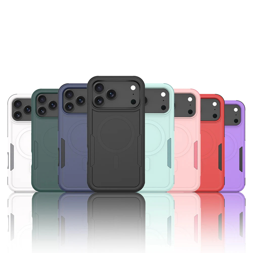 Premium 2IN1 Heavy Armor Magnetic Charging Case for iPhone 18 17 Air 16 15 14 Plus 13 12 Pro Max Shockproof Matte Protect Cover