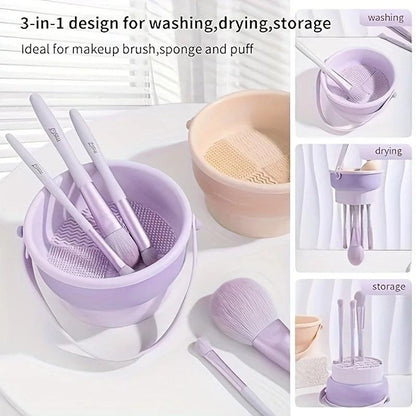 3-in-1 Silicone Makeup Brush Cleaner & Drying Mat Set