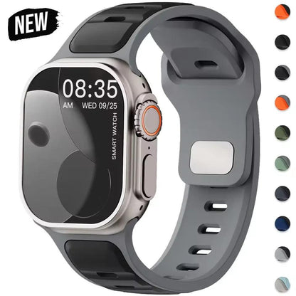 For Iwatch Series 11 10 9 8 7 6 5 4 SE3 Ultra 1 2 Silicone Strap Sports Band for Apple Watch 49mm 46mm 45mm 44mm 42mm 41mm 40mm