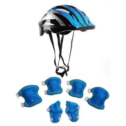 7Pcs/Set Kids Protective Gear Set Boys Girls Adjustable Size Helmet with Knee Pads Elbow Pads Wrist Guards for Cycling Scooter