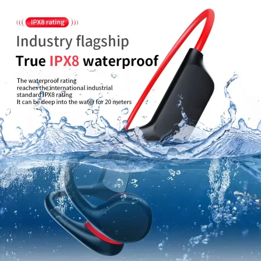 IPX8 Waterproof Swimming Diving Bone Conduction Headphone Bluetooth 5.3 Bass Wireless Headset MP3 (32G) Player fitness Earphone - Urbizia