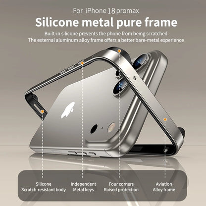 Hybrid Silicone Frame Aluminum Metal Phone Case For iPhone 18 17 16 15 14 Plus 13 12 Pro Max Better Heat Alloy Slim Bumper