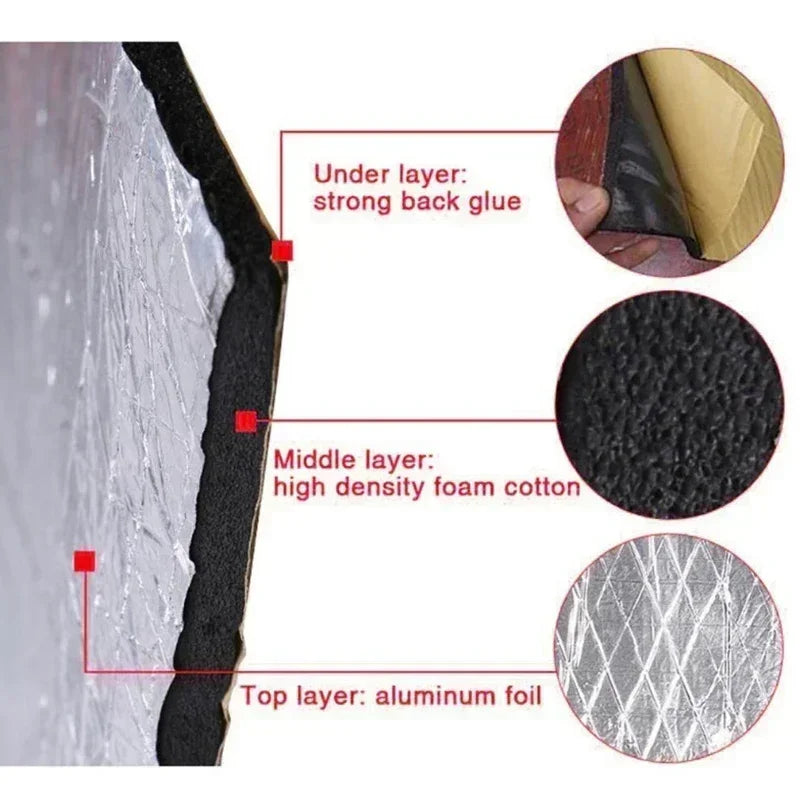 200x50/40x25cm Car Noise Deadening Mat Sound Proofing Deadener Heat Insulation Mat Hood Closed Cell Foam Vehicle Accessories