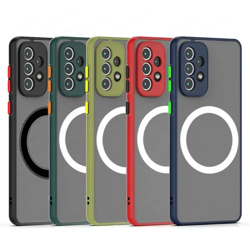 Luxury Magnetic Wireless Charge Case For Samsung A53 A54 A55 A52 A52S A35 A34 A33 A32 A14 A12 A13 A71 5G Shockproof Matte Cover
