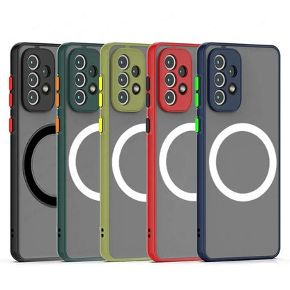 Luxury Magnetic Wireless Charge Case For Samsung A53 A54 A55 A52 A52S A35 A34 A33 A32 A14 A12 A13 A71 5G Shockproof Matte Cover