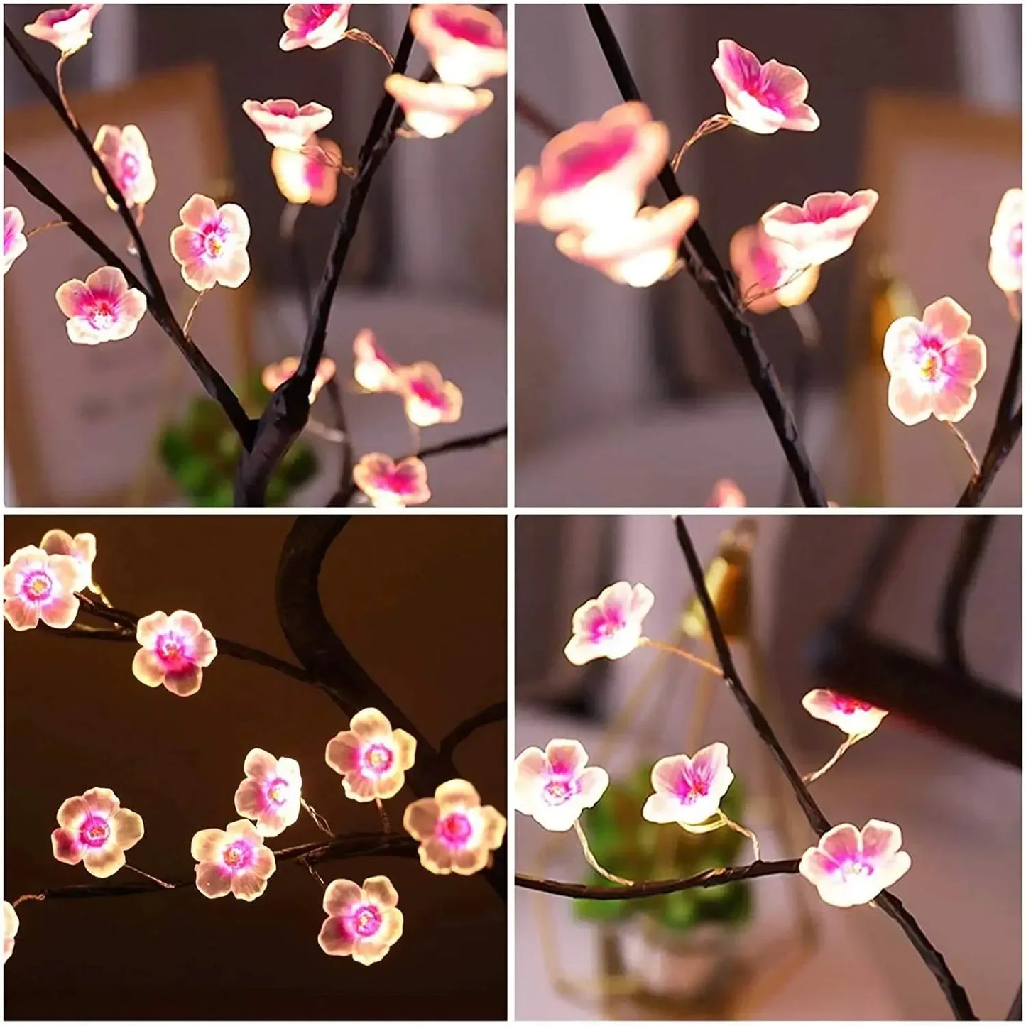 Table Tree Night Light USB/Battery Powered Touch Switch Artificial Bonsai Cherry Blossom Desktop Tree LED Lamp Light Decoration - Urbizia