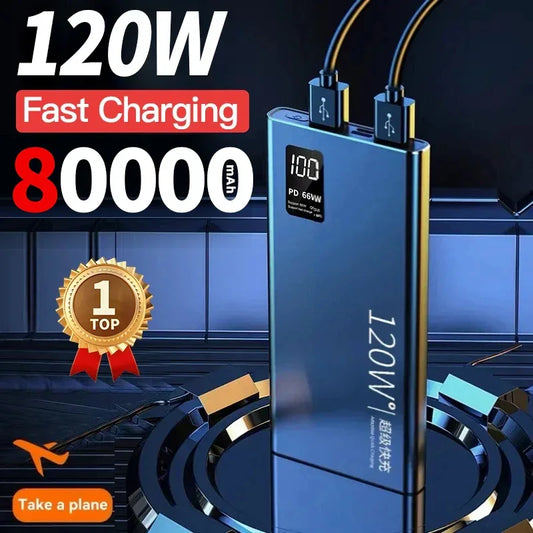 120W 80000mAh Fast Charging Power Bank Wireless Magnetic