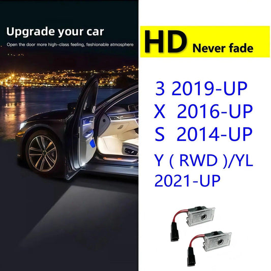 HD 2PC LED Car Door Projector Welcome Light For Tesla Model Y RWD Launch Juniper 2025 Model 3 highland S X 2019-2026 Accessories
