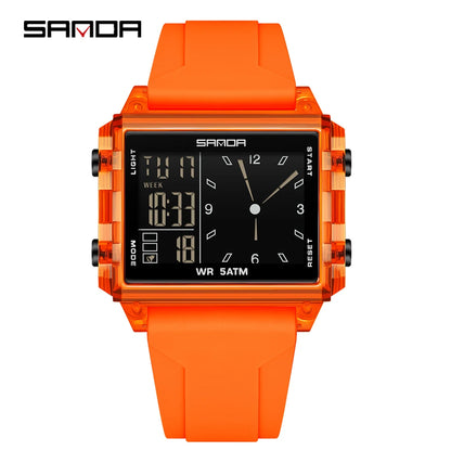 SANDA 6273 Fashion Electronic Watches for Man Luminous Calendar Waterproof Clock Outdoor Sports Casual Ladies Digital Wristwatch
