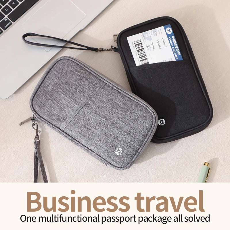 Family RFID Blocking Passport Holder Wallet - Travel Document Organizer with Credit Card Case Essential Travel Bag