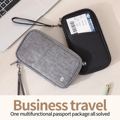 Family RFID Blocking Passport Holder Wallet - Travel Document Organizer with Credit Card Case Essential Travel Bag