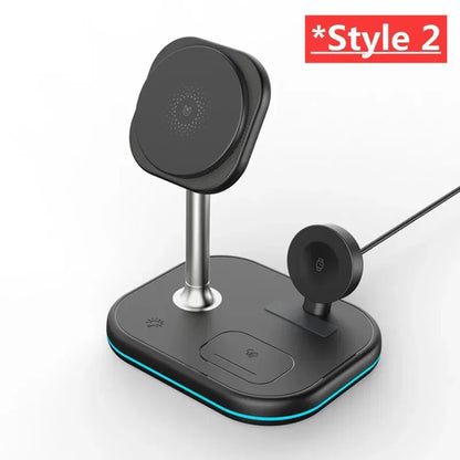 3 In 1 Magnetic Wireless Charger Stand For Magsafe iPhone 16 15 14 13 Pro Max Apple Watch 9 8 AirPods Pro Fast Charging Station - Urbizia