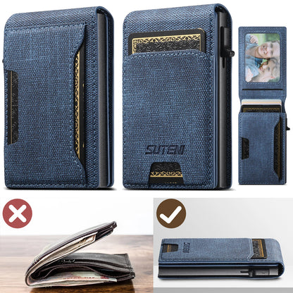 Push-out Card High Quality Faux Leather Card Holder Wallet Holder Large Capacity Can Hold 1-12 Cards 1 Photo Black/Brown/Blue