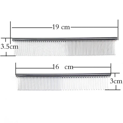 Stainless Steel Dog Comb Long Thick Hair Fur Removal Brush 16/19cm Pets Dog Cat Grooming Dematting Combs for Shaggy Dogs - Urbizia