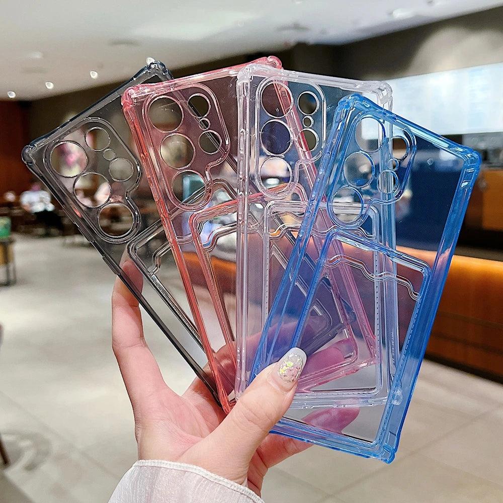 Clear Transparent Wallet Card Holder Case for Samsung Galaxy