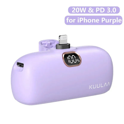 KUULAA 5000mAh Mini Power Bank 20W PD Fast Charging