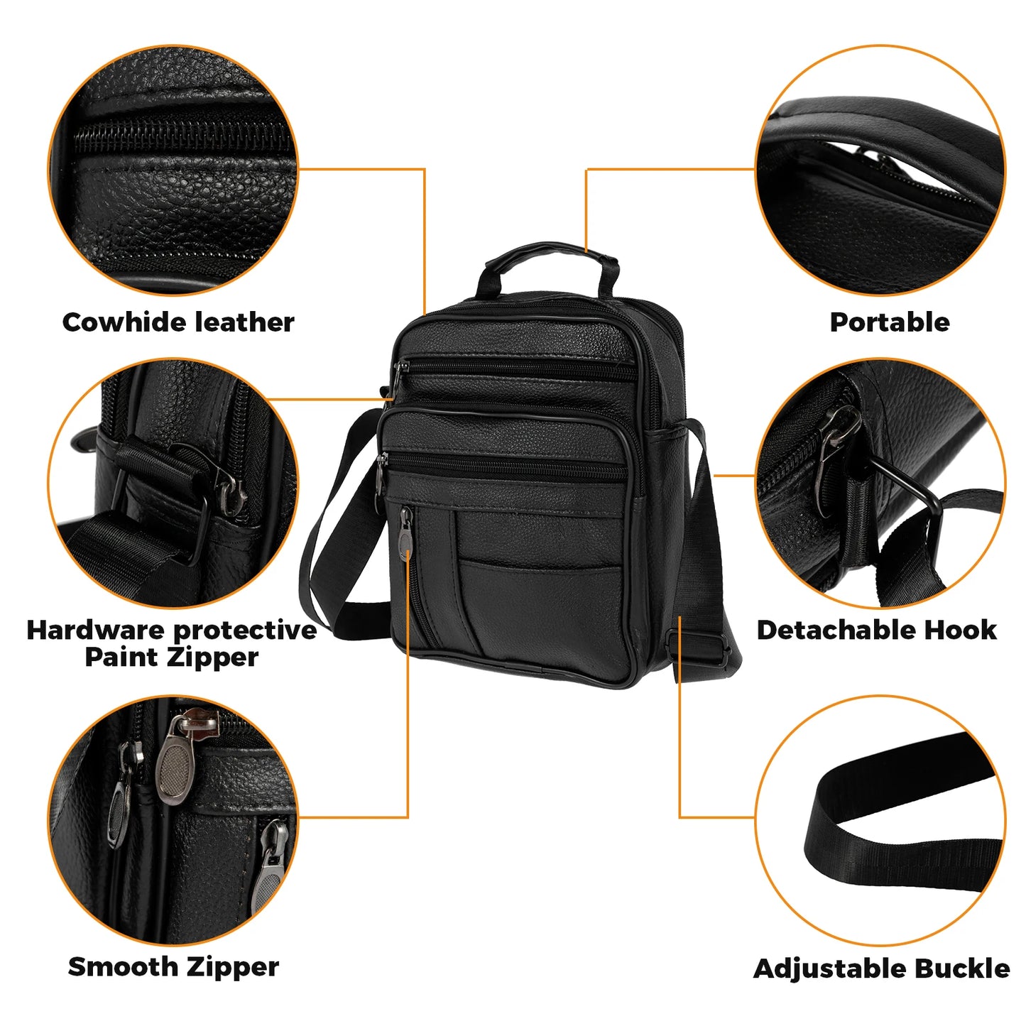 Shoulder Bag Men Small Crossbody Backpack Shoulder Bag with Adjustable Shoulder Straps PU Leather/Oxford Cloth Chest Bag Daypack