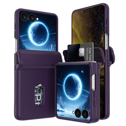 Phone Case for Samsung Galaxy Z Flip 8 7 6 5 4 3 Flip8 Flip7FE Card Slot Hinge Full-pack Anti-Drop Shockproof Protection Cover