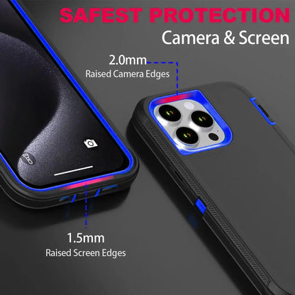 Shockproof Armor Defender Case for iPhone 11–17 with Stand – PC + TPU