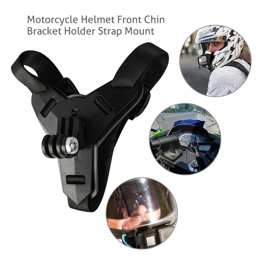 Motorcycle Helmet Chin Strap Mount Phone Clip Holder For GoPro insta360 Osmo SJCAM AKASO For iPhone Huawei Samsung Smartphones