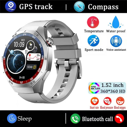 2025New For Android and ios Smart Watch Men AMOLED Screen GPS Motion trajectory Heart Rate Bluetooth Calls SmartWatch Waterproof - Urbizia