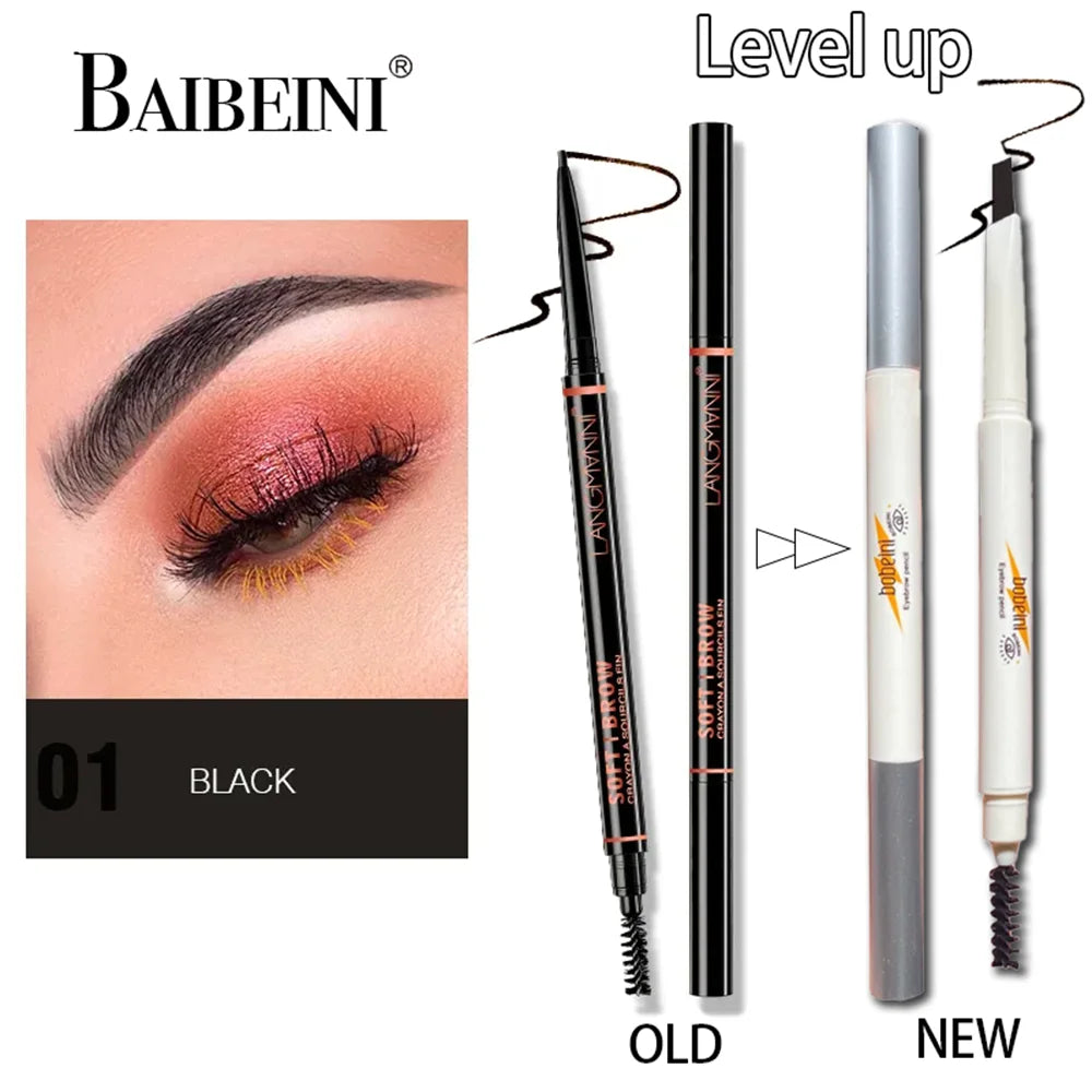 Thin-Head Double-Ended Eyebrow Pencil – Waterproof & Long-Lasting